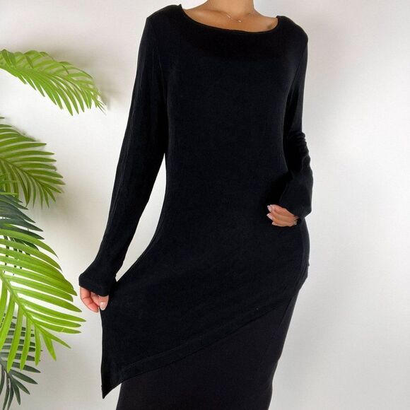 Women's Vintage 90s Y2K Black Whimsygoth Romantic Grunge Slinky Tunic Top /Sz: 1 - Picture 2 of 6